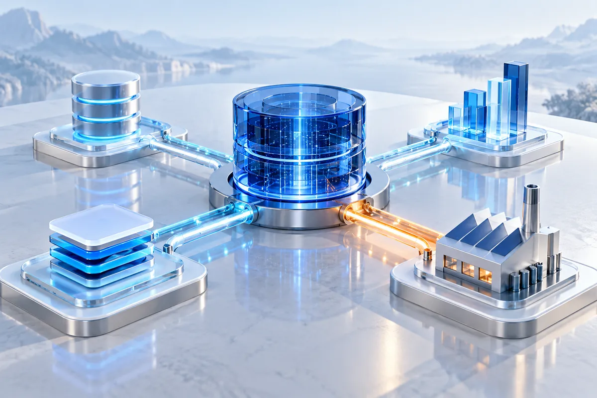 A sapphire data hub connecting application, database, analytics and manufacturing modules